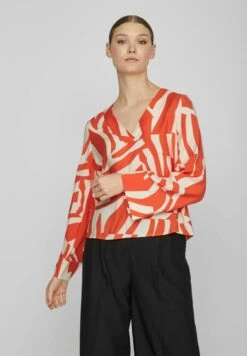 Vila Mit V Ausschnitt Langärmeliges - Blouse - Tigerlily