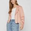 Vila Biker - Imitatieleren Jas - Coral Cloud