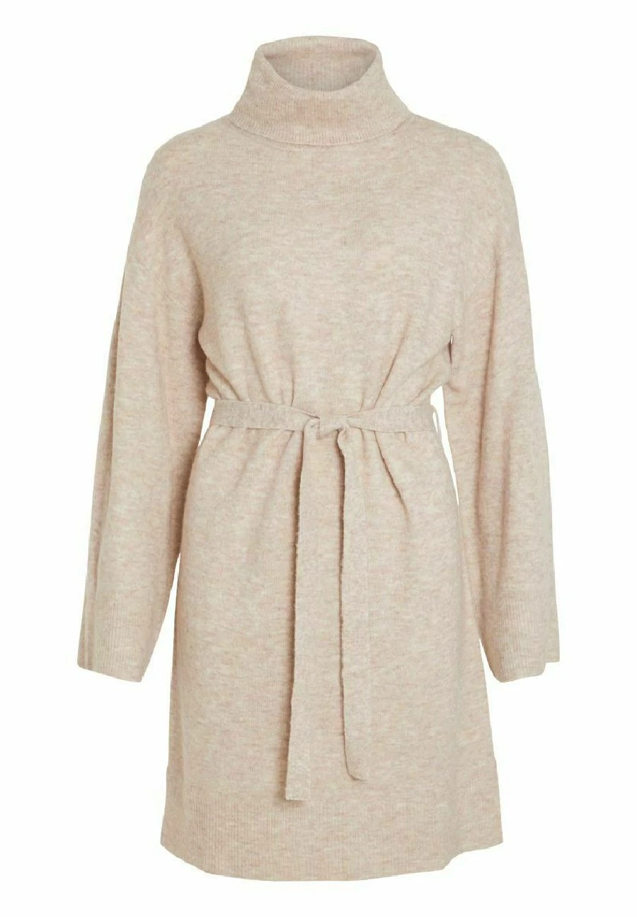 Vila Vimalina Rollneck - Gebreide Jurk - Natural Melange 8 Vila Vimalina Rollneck - Gebreide Jurk - Natural Melange - Afbeelding 6