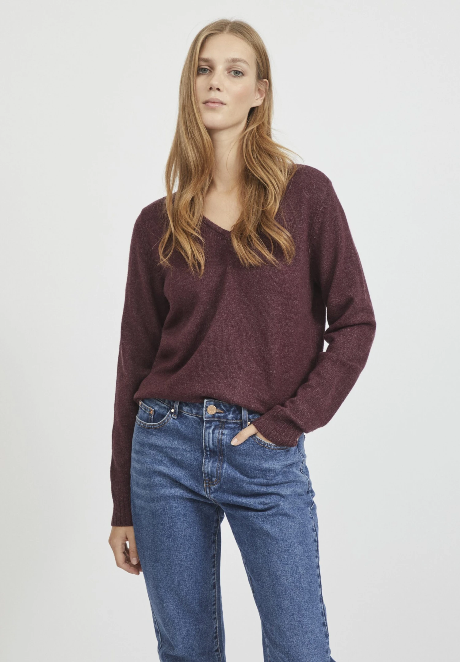 Vila Viril V-Neck L/S-Noos - Trui - Winetasting Melange 3 Vila Viril V-Neck L/S-Noos - Trui - Winetasting Melange