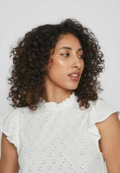 Vila Mit Angeschnittenen Ärmeln Gerüschtes - Blouse - Cloud Dancer -Vila 070609396da94dbc946fad8b3fa20741