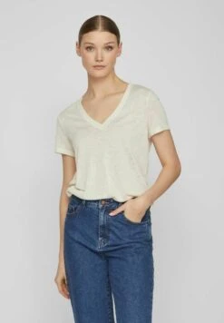 Vila Mit V-Ausschnitt Kurzärmeliges - T-Shirt Basic - Birch