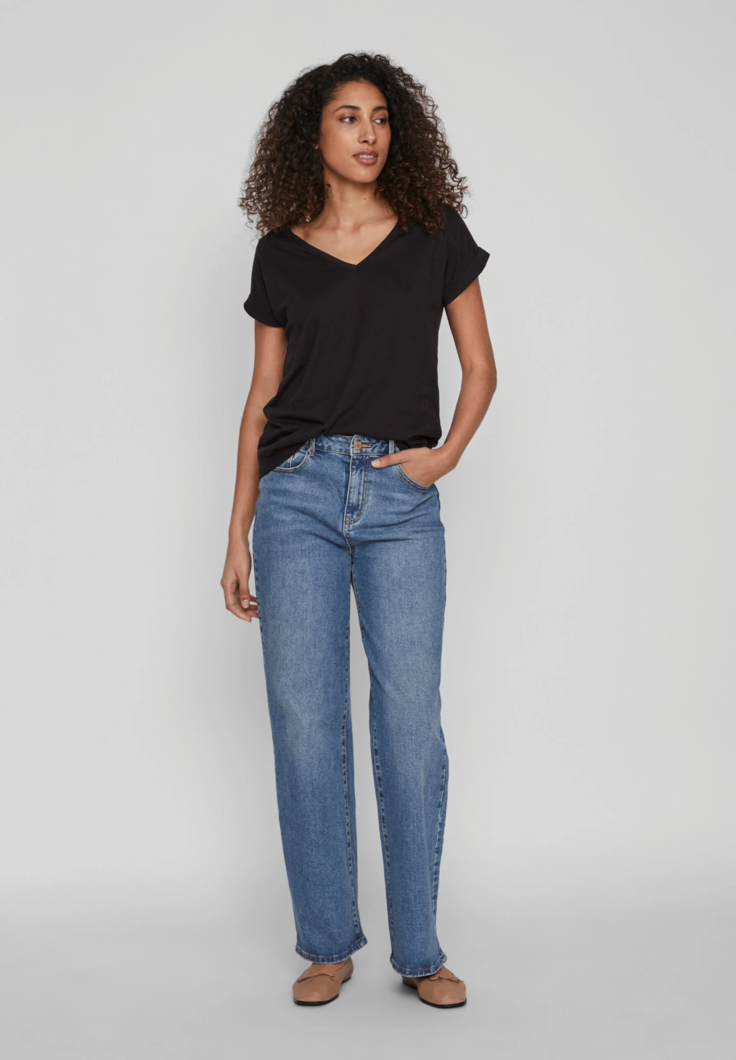 Vila Vidreamers V Neck - T-Shirt Basic - Black 4 Vila Vidreamers V Neck - T-Shirt Basic - Black - Afbeelding 2