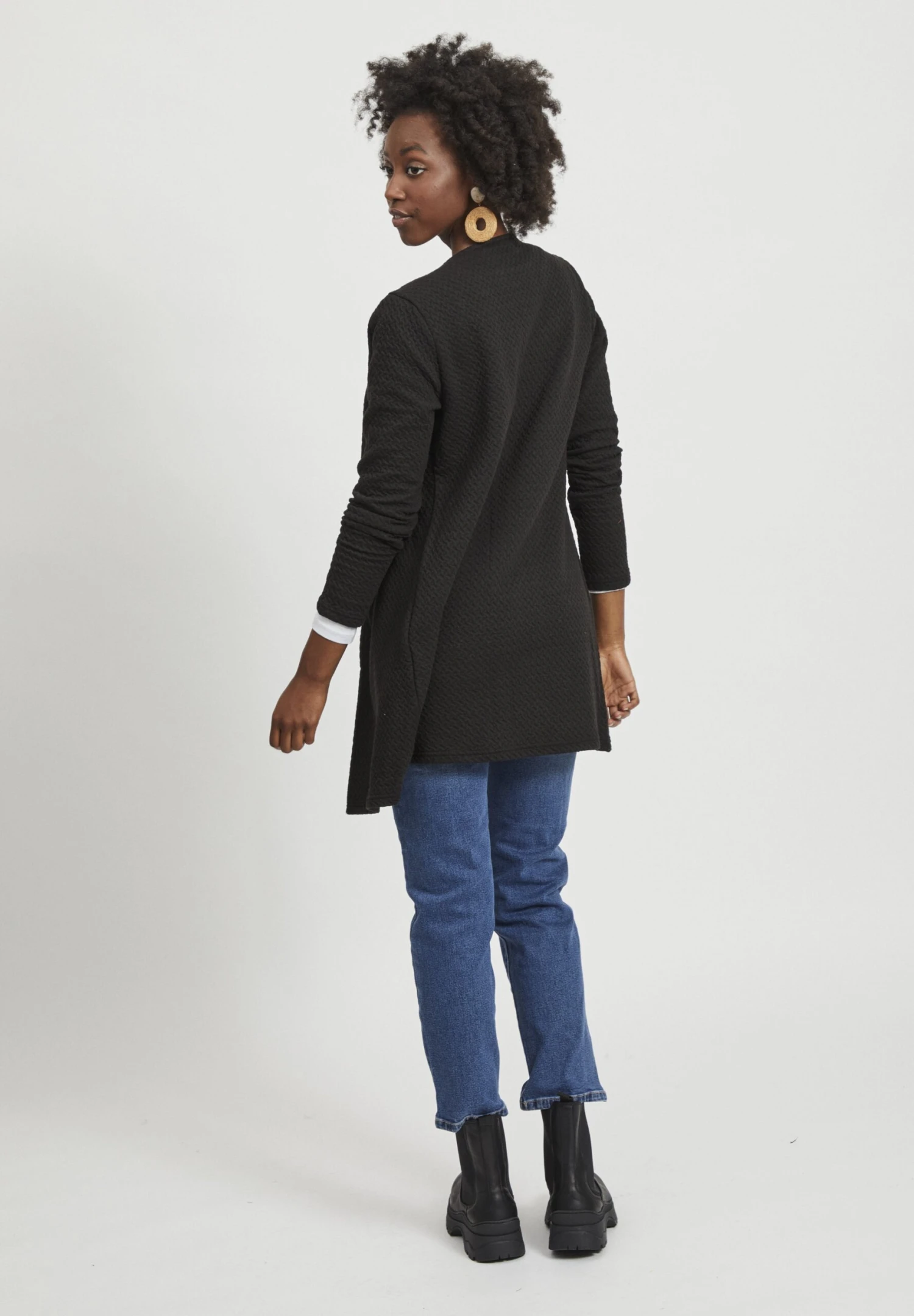 Vila Vinaja New Long Jacket - Vest - Black 5 Vila Vinaja New Long Jacket - Vest - Black - Afbeelding 3