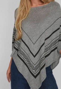 Vila Gemusterter - Poncho - Medium Grey Melange -Vila 14720450adb943d69993df5703f3c2d4