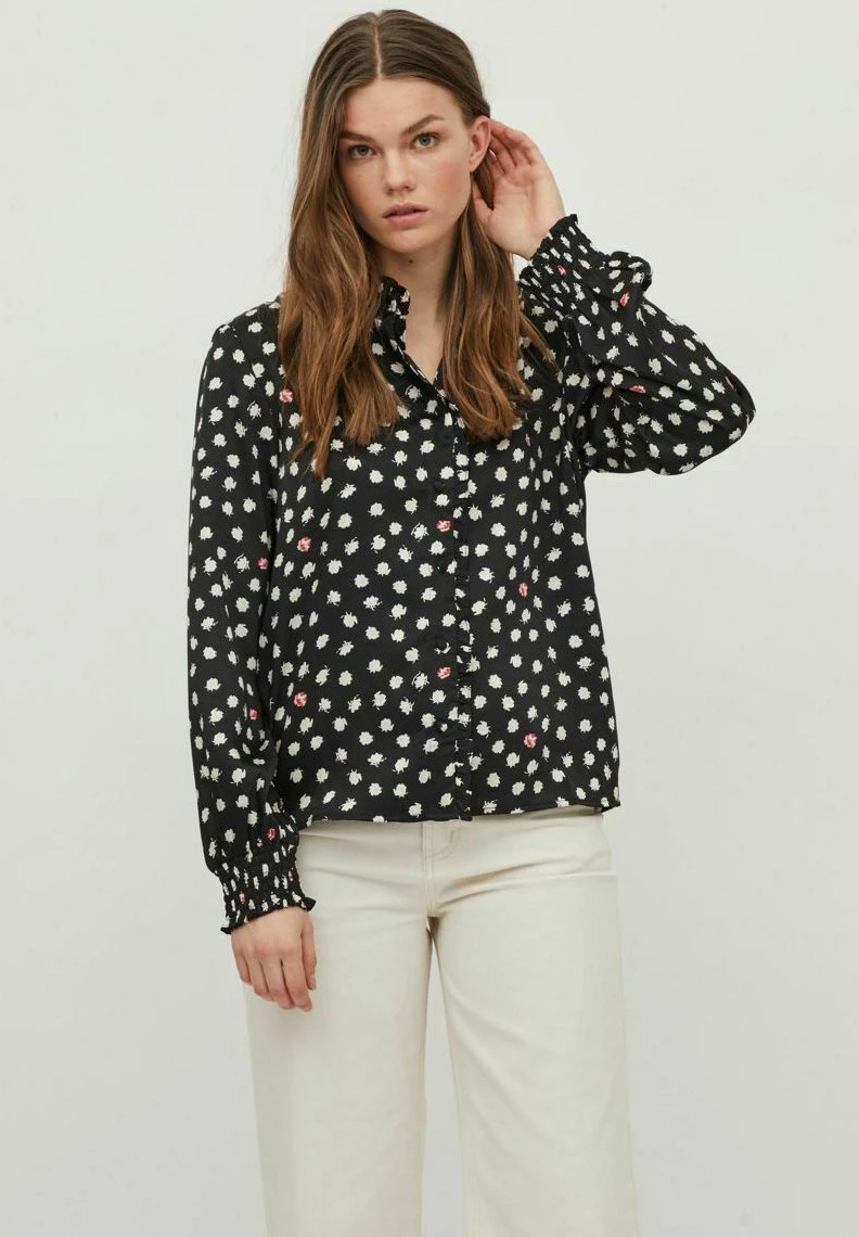 Vila Langarm High Neck - Overhemdblouse - Black/Tan 3 Vila Langarm High Neck - Overhemdblouse - Black/Tan