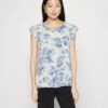 Vila Viminna O Neck Capsleeve - T-Shirt Print - Cloud Dancer/Blue
