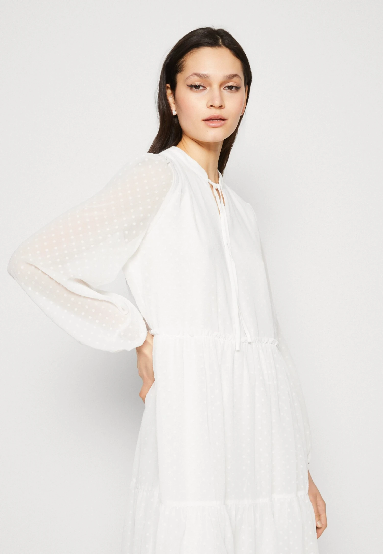 Vila Viblyra V Neck Dress - Jurk - Snow White 6 Vila Viblyra V Neck Dress - Jurk - Snow White - Afbeelding 4