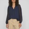 Vila Mit V Ausschnitt Langärmeliges - Blouse - Navy Blazer