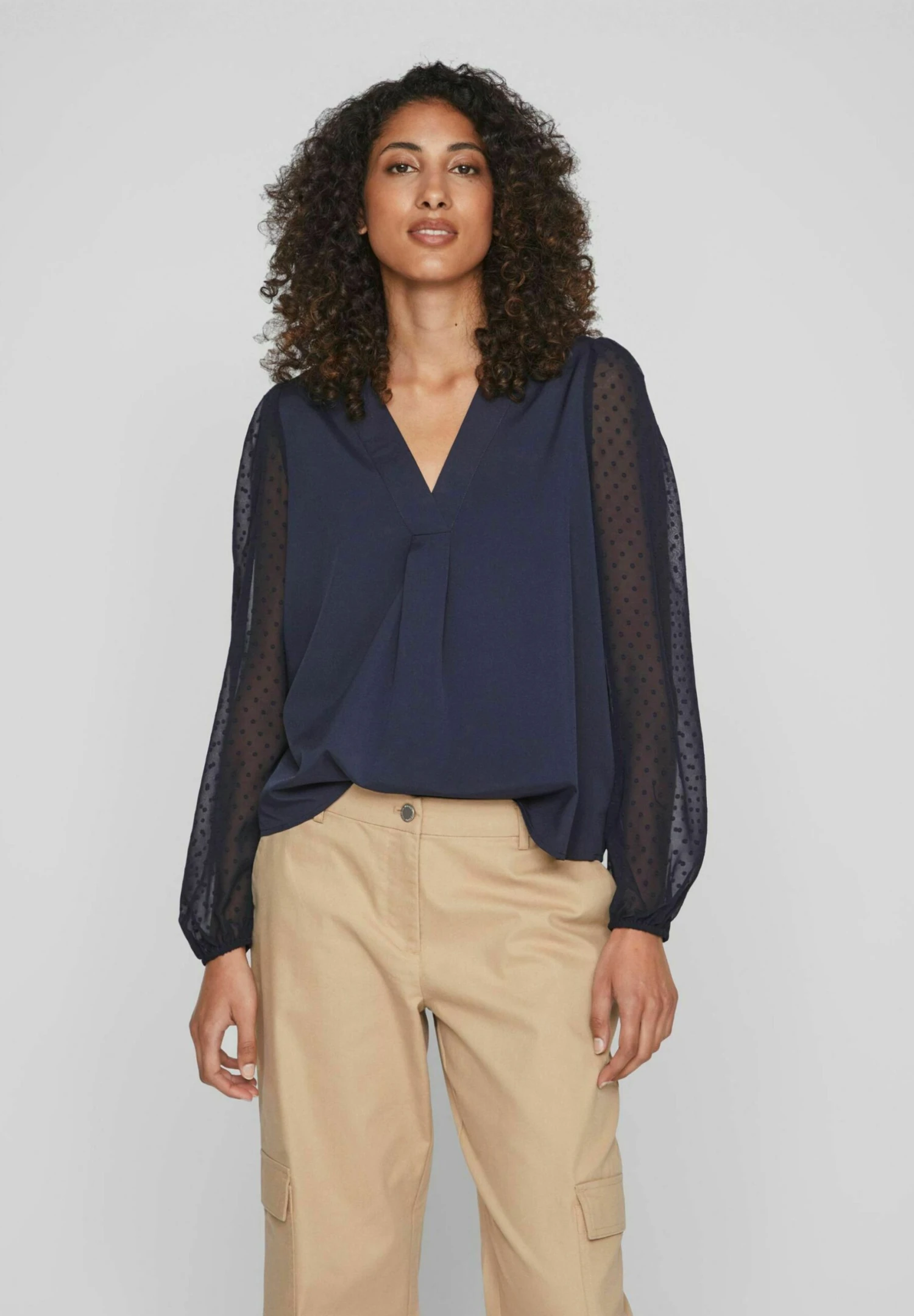 Vila Mit V Ausschnitt Langärmeliges - Blouse - Navy Blazer 3 Vila Mit V Ausschnitt Langärmeliges - Blouse - Navy Blazer