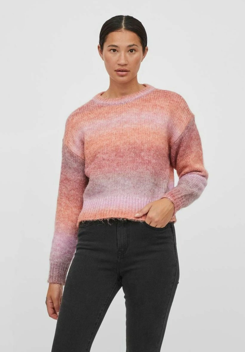 Vila Viziena Ombre O-Neck- Trui - Red/Violet 3 Vila Viziena Ombre O-Neck- Trui - Red/Violet