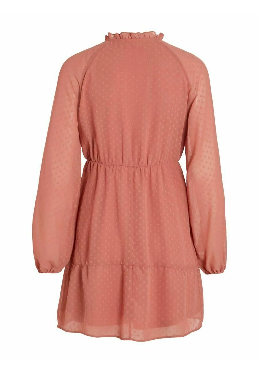 Vila Mit Langen Ärmeln Gepunktetes - Jurk - Brick Dust 8 Vila Mit Langen Ärmeln Gepunktetes - Jurk - Brick Dust - Afbeelding 6