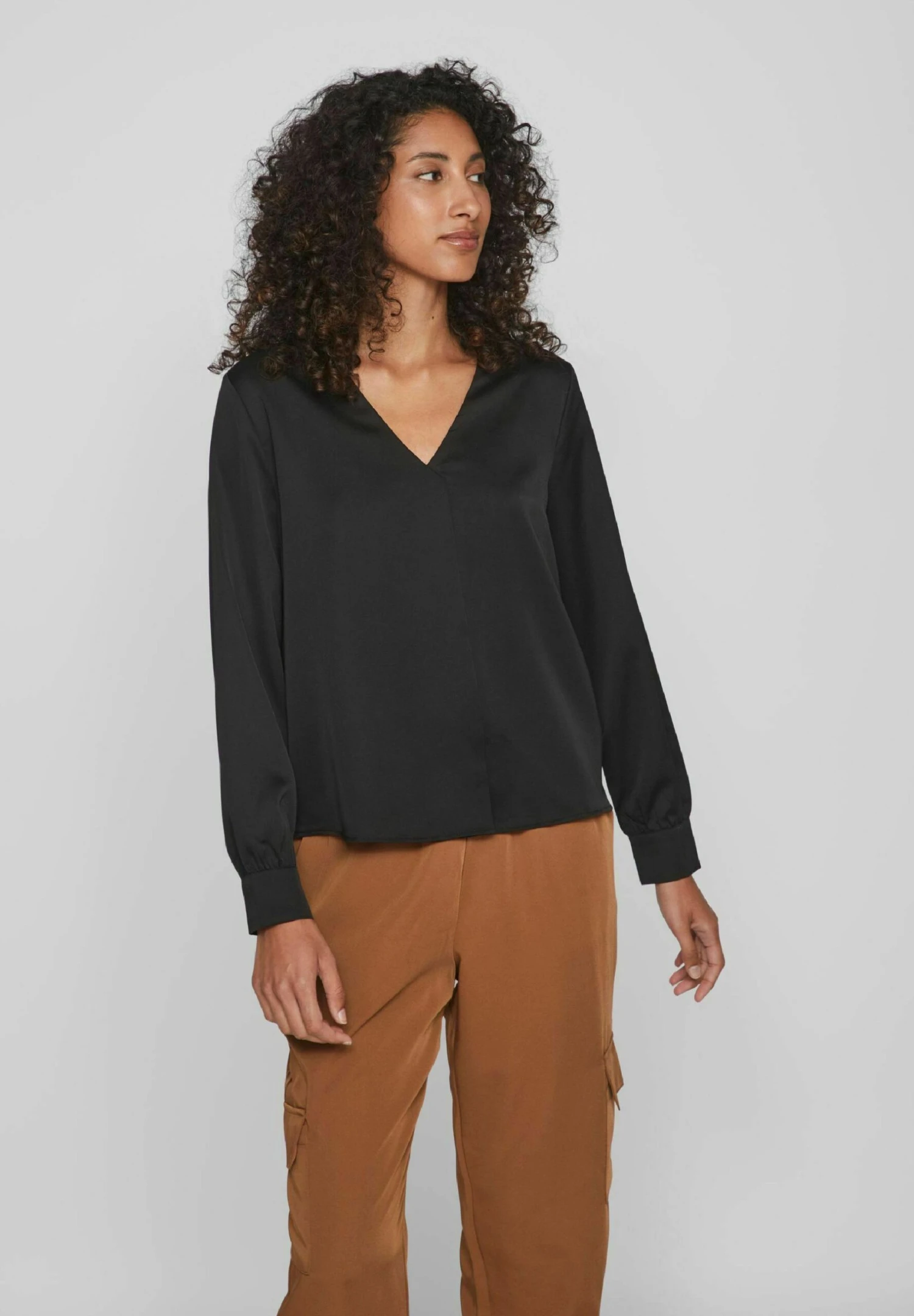 Vila Mit V-Ausschnitt Langärmeliges - Blouse - Black 7 Vila Mit V-Ausschnitt Langärmeliges - Blouse - Black - Afbeelding 5