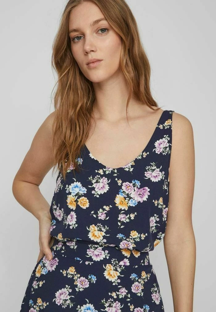 Vila Ohne Ärmel Geblümtes - Top - Navy Blazer 6 Vila Ohne Ärmel Geblümtes - Top - Navy Blazer - Afbeelding 4