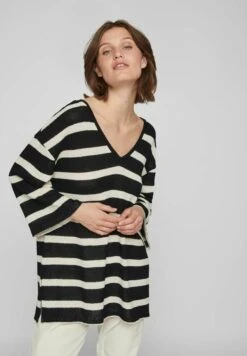 Vila Mit 3/4-Ärmeln Gestreiftes - Trui - Black -Vila 2a391debc2a6414ab6ffa147d6472ad7