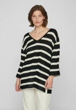 Vila Mit 3/4-Ärmeln Gestreiftes - Trui - Black