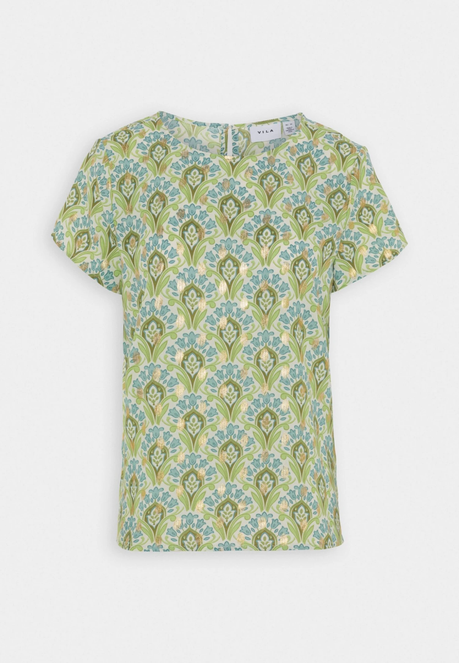 Vila Vizino O-Neck - Blouse - Birch/Green/Blue 6 Vila Vizino O-Neck - Blouse - Birch/Green/Blue - Afbeelding 4