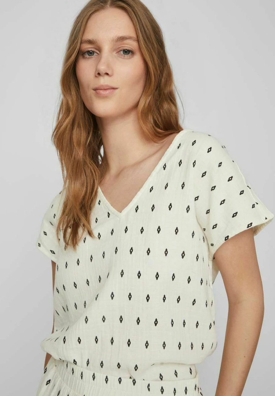 Vila Mit V-Ausschnitt Flügelärmel - Blouse - Birch 6 Vila Mit V-Ausschnitt Flügelärmel - Blouse - Birch - Afbeelding 4