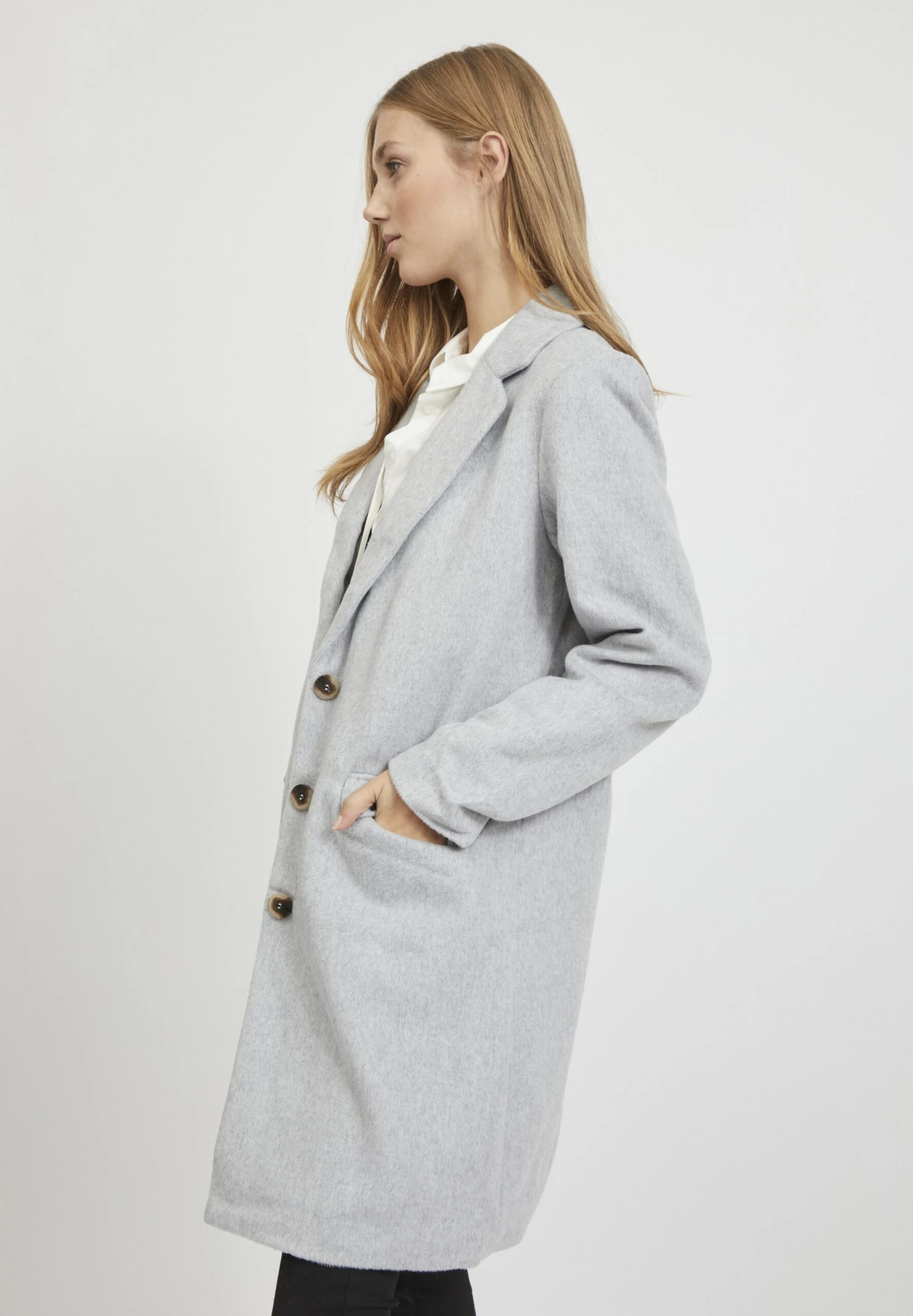 Vila Vileovita Coat - Mantel - Light Grey Melange 7 Vila Vileovita Coat - Mantel - Light Grey Melange - Afbeelding 5