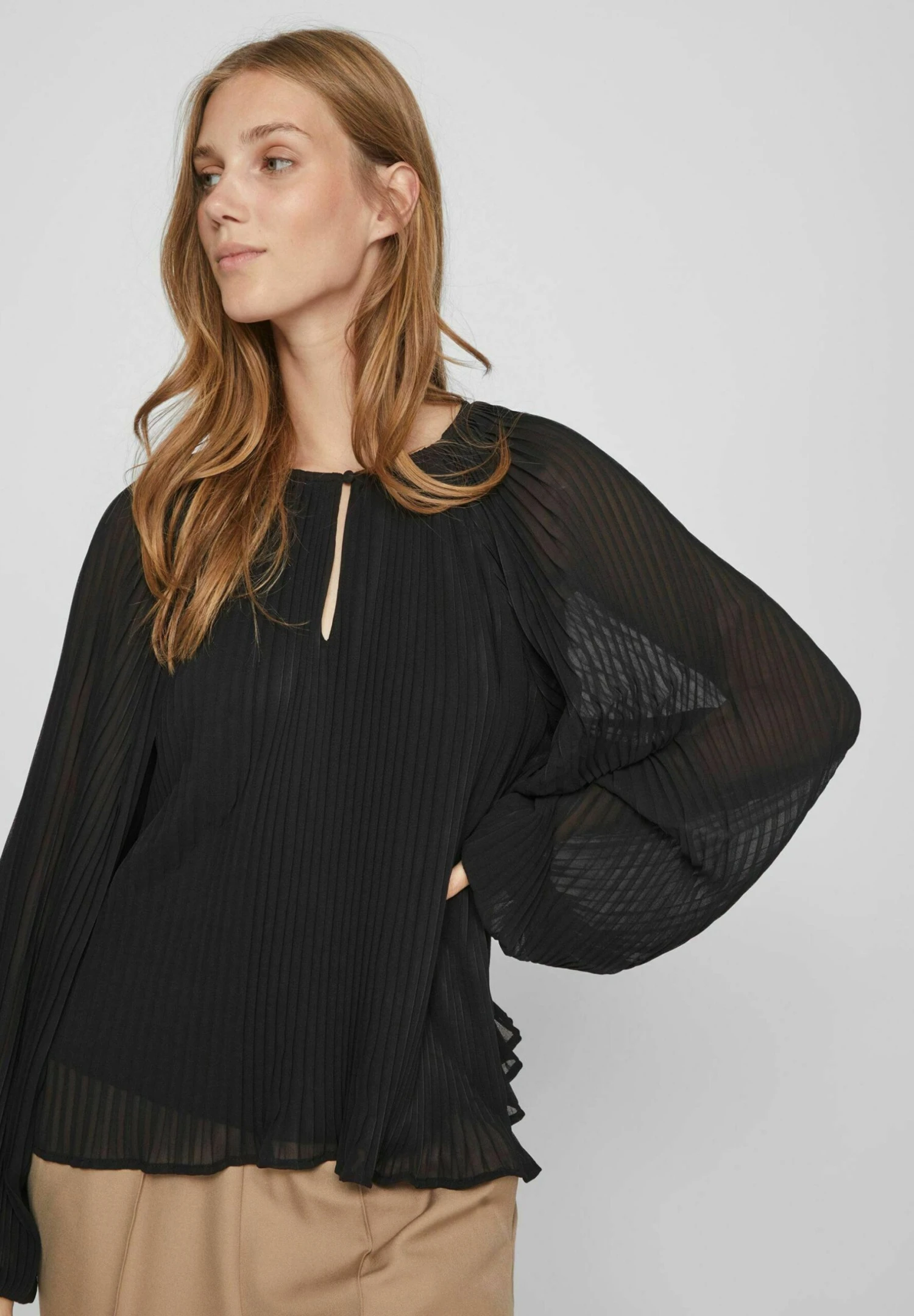 Vila Langarm Plissiertes - Blouse - Black 7 Vila Langarm Plissiertes - Blouse - Black - Afbeelding 5