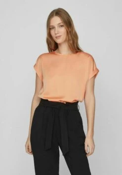Vila Mit Kurzen Ärmeln Glänzendes - Blouse - Apricot Wash