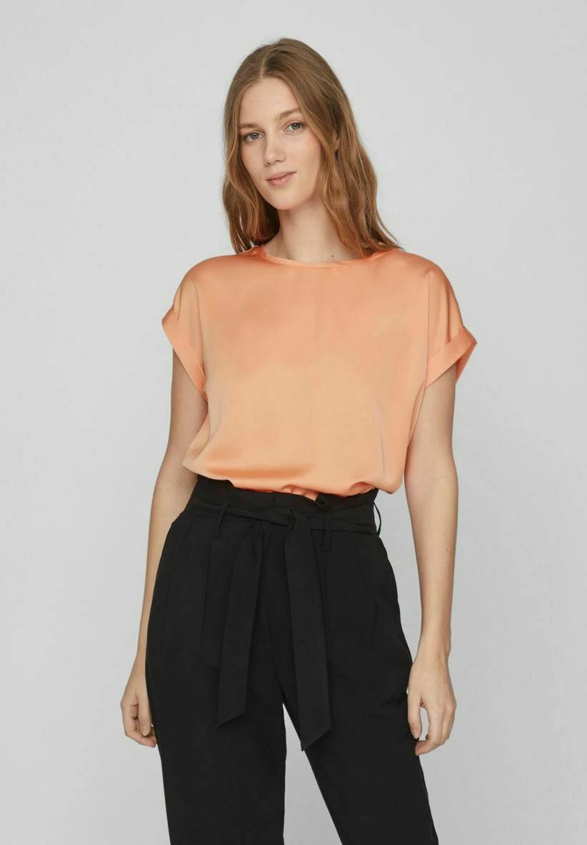 Vila Mit Kurzen Ärmeln Glänzendes - Blouse - Apricot Wash 3 Vila Mit Kurzen Ärmeln Glänzendes - Blouse - Apricot Wash