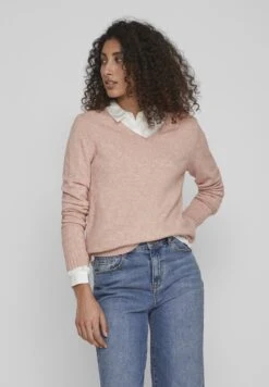 Vila Viril V-Neck L/S-Noos - Trui - Misty Rose/Melange