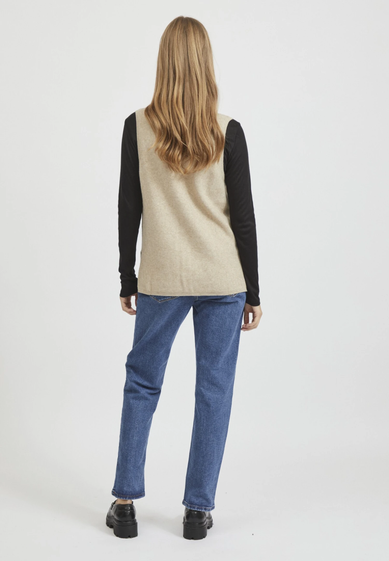 Vila Viril V-Neck- Top - Natural Melange 5 Vila Viril V-Neck- Top - Natural Melange - Afbeelding 3