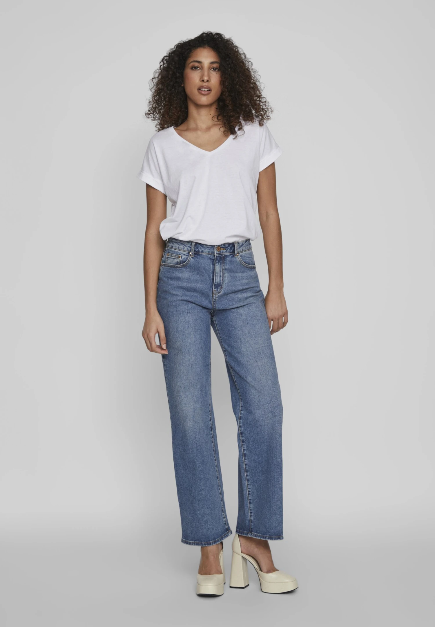 Vila Vidreamers V Neck - T-Shirt Basic - Optical Snow 4 Vila Vidreamers V Neck - T-Shirt Basic - Optical Snow - Afbeelding 2