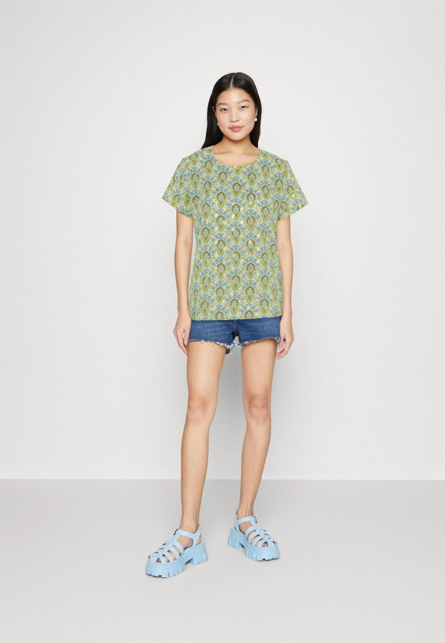 Vila Vizino O-Neck - Blouse - Birch/Green/Blue 4 Vila Vizino O-Neck - Blouse - Birch/Green/Blue - Afbeelding 2