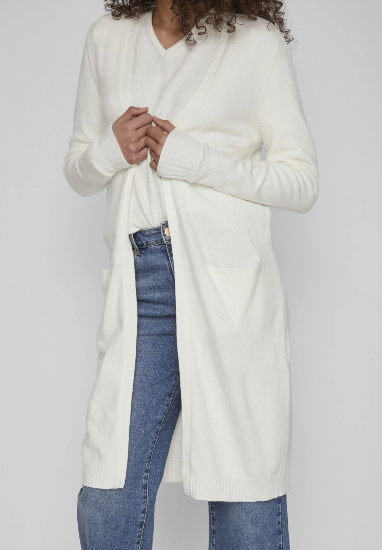 Vila Viril Long Cardigan - Vest - White Alyssum 7 Vila Viril Long Cardigan - Vest - White Alyssum - Afbeelding 5