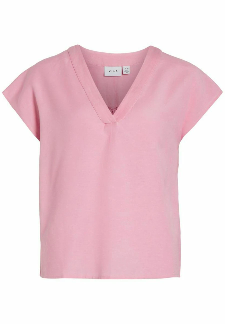 Vila Mit V-Ausschnitt Kurzärmeliges - Blouse - Begonia Pink 8 Vila Mit V-Ausschnitt Kurzärmeliges - Blouse - Begonia Pink - Afbeelding 6