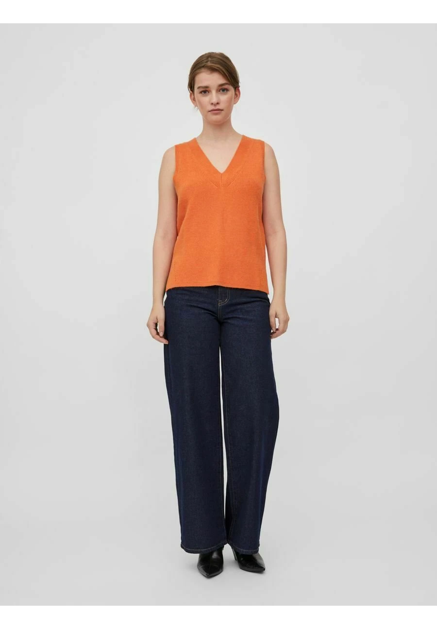 Vila Viril V-Neck- Top - Burnt Orange 4 Vila Viril V-Neck- Top - Burnt Orange - Afbeelding 2