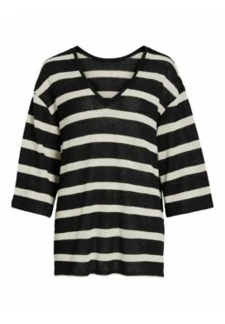 Vila Mit 3/4-Ärmeln Gestreiftes - Trui - Black -Vila 4f458dc2d39f4391964e336b220a4d62