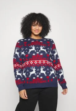 Vianna Reindeer Christmas- Trui - Navy Blazer