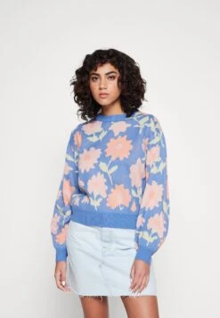 Vila Viflowi - Trui - Blue Yonderpattern:Peach Pink/Old Rose Flowers