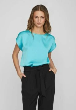 Vila Mit Kurzen Ärmeln Glänzendes - Blouse - Capri