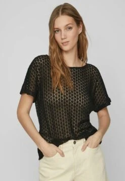 Vila Mit Kurzen Ärmeln Detailreiches - T-Shirt Print - Black