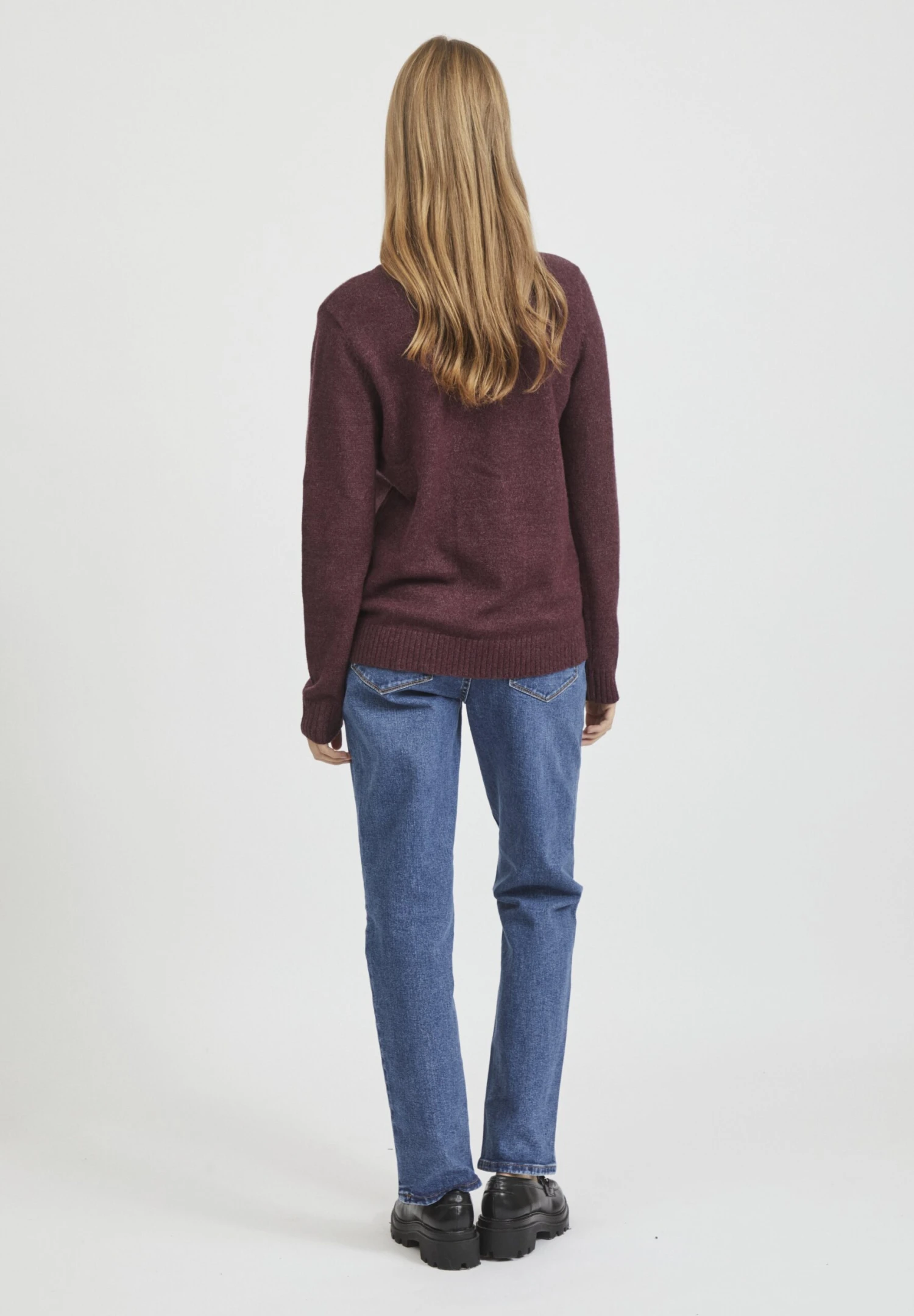 Vila Viril V-Neck L/S-Noos - Trui - Winetasting Melange 5 Vila Viril V-Neck L/S-Noos - Trui - Winetasting Melange - Afbeelding 3