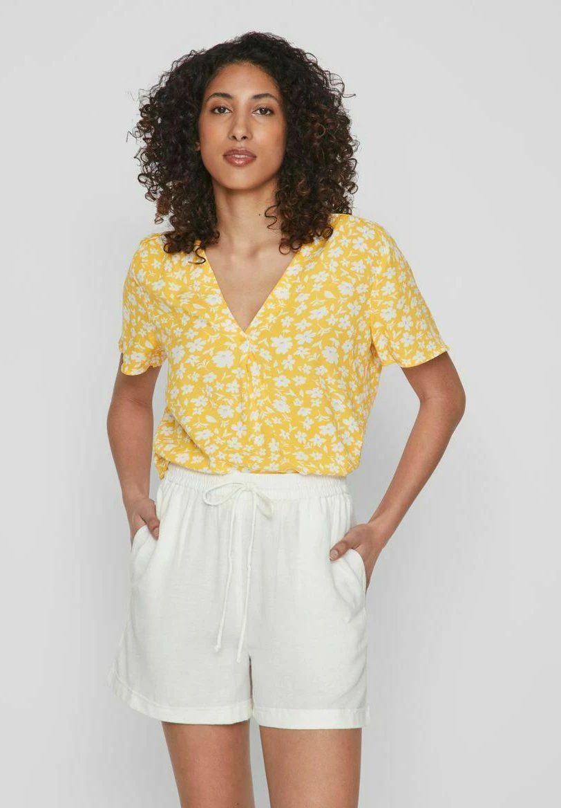 Vila Mit V-Ausschnitt Kurzärmeliges - Blouse - Solar Power 3 Vila Mit V-Ausschnitt Kurzärmeliges - Blouse - Solar Power