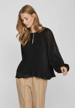 Vila Langarm Plissiertes - Blouse - Black