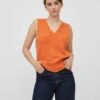 Vila Viril V-Neck- Top - Burnt Orange -Vila 5f8bf50f0a0249d0afd77f1fc9363ac9