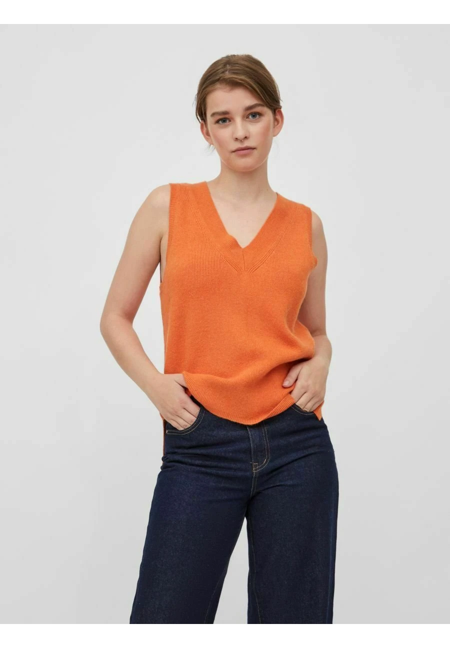 Vila Viril V-Neck- Top - Burnt Orange 3 Vila Viril V-Neck- Top - Burnt Orange