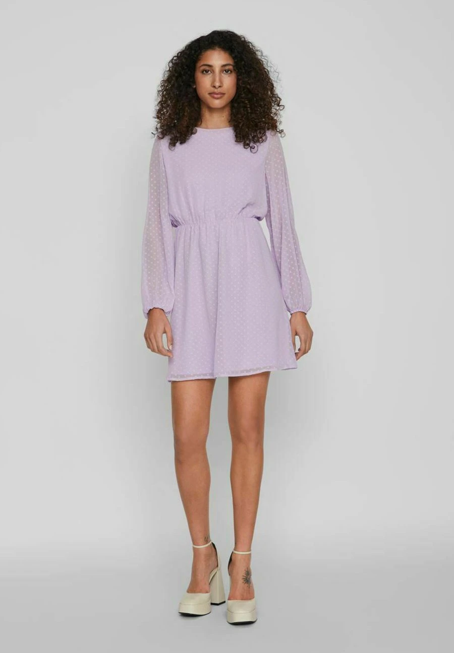Vila Mit Langen Ärmeln Gepunktetes - Jurk - Pastel Lilac 4 Vila Mit Langen Ärmeln Gepunktetes - Jurk - Pastel Lilac - Afbeelding 2