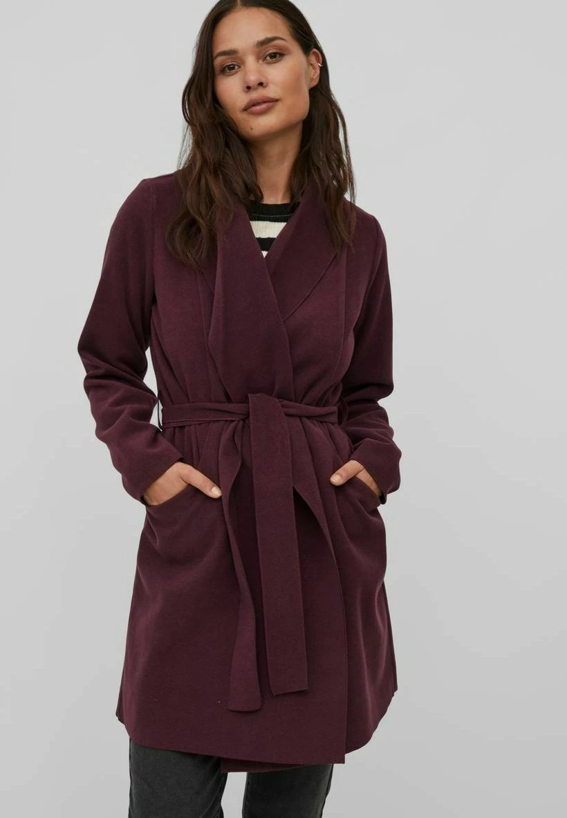 Vila Viapple- Halflange Jas - Bordeaux/Brown 3 Vila Viapple- Halflange Jas - Bordeaux/Brown