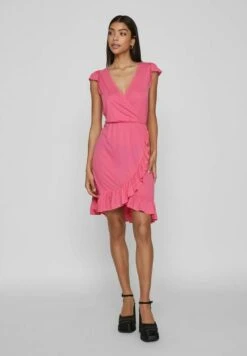 Vila Gerüschtes - Jerseyjurk - Fandango Pink