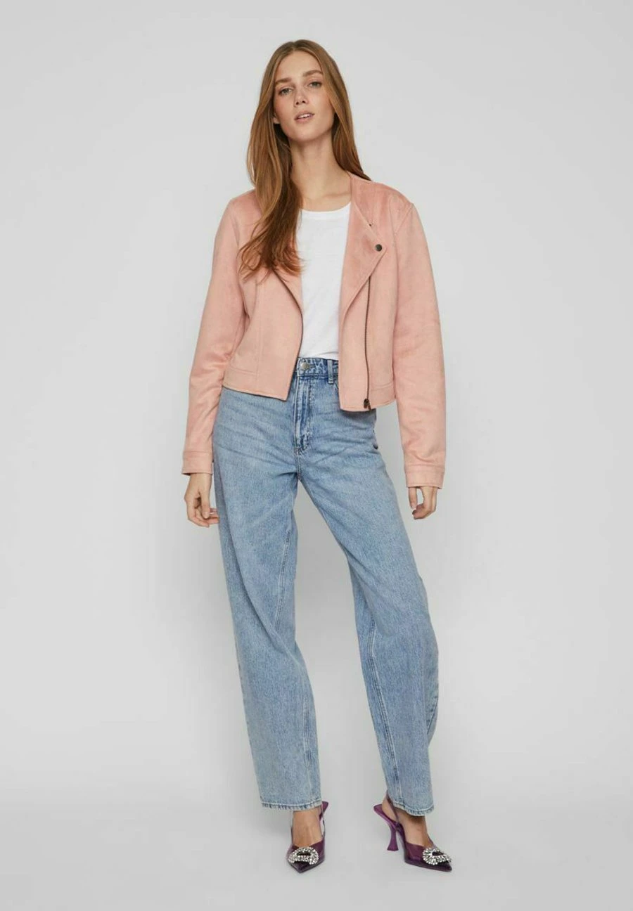 Vila Biker - Imitatieleren Jas - Coral Cloud 4 Vila Biker - Imitatieleren Jas - Coral Cloud - Afbeelding 2