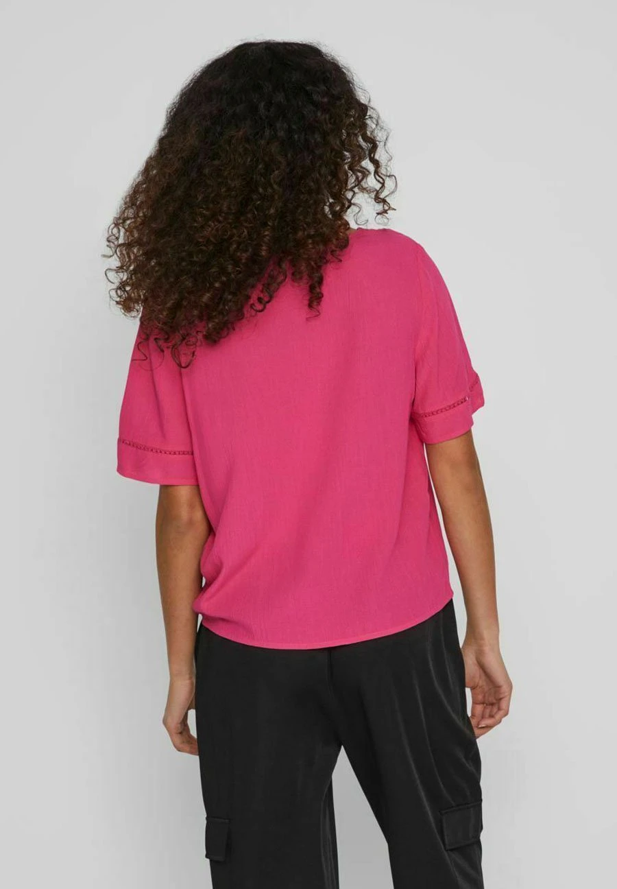 Vila Mit V-Ausschnitt Kurzärmeliges - T-Shirt Basic - Pink Yarrow 5 Vila Mit V-Ausschnitt Kurzärmeliges - T-Shirt Basic - Pink Yarrow - Afbeelding 3