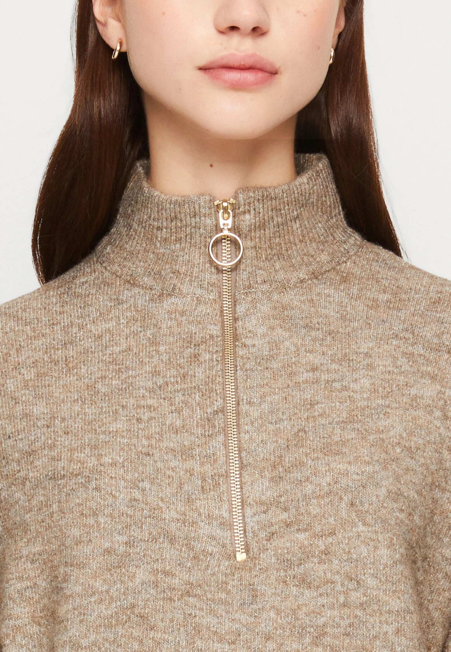 Vila Vimathilda New Zip - Trui - Walnut Melange 8 Vila Vimathilda New Zip - Trui - Walnut Melange - Afbeelding 6