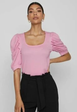 Vila Mit Kurzen Ärmeln Detailreiches - T-Shirt Print - Begonia Pink